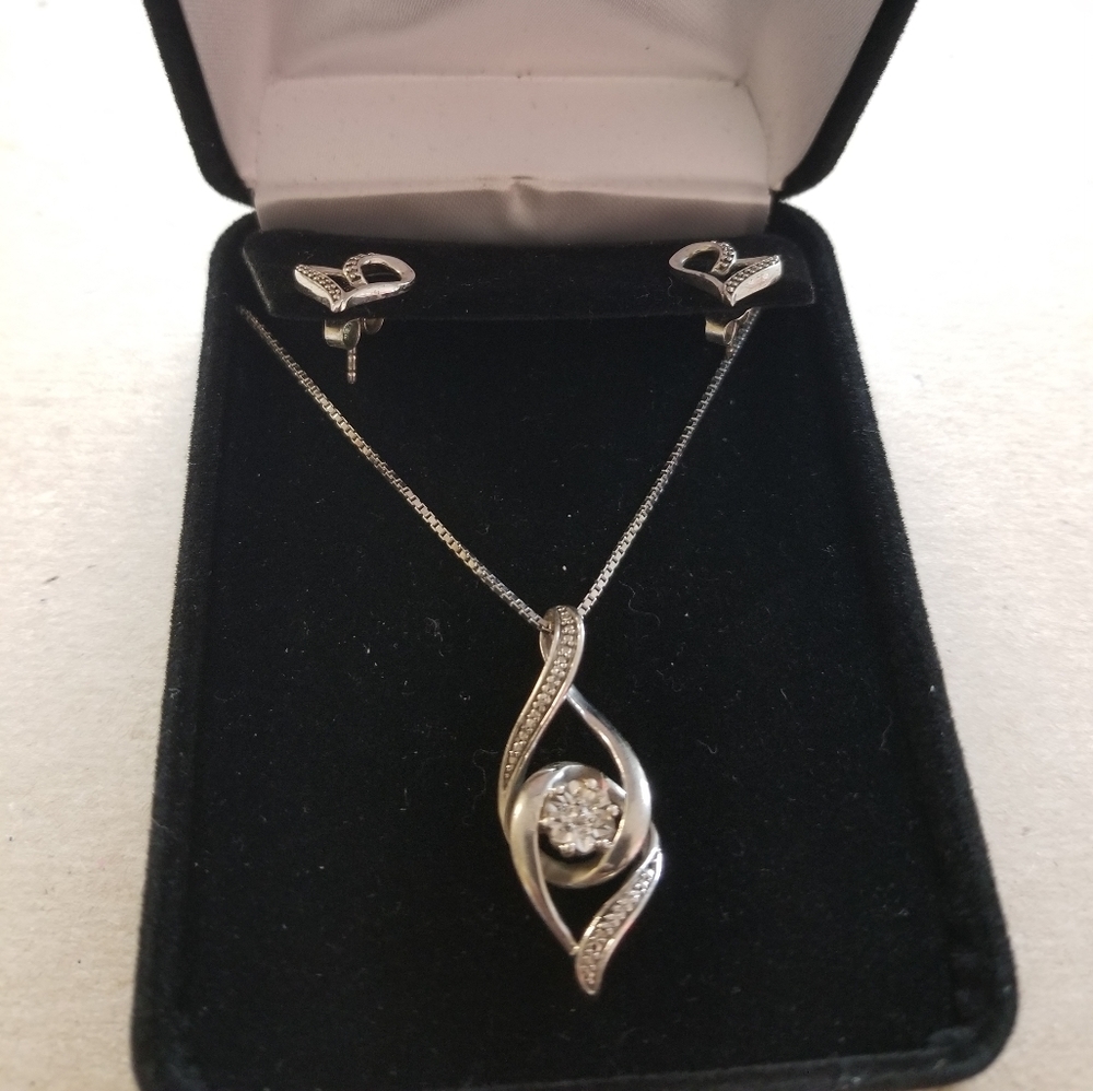 Diamond earrings and necklace